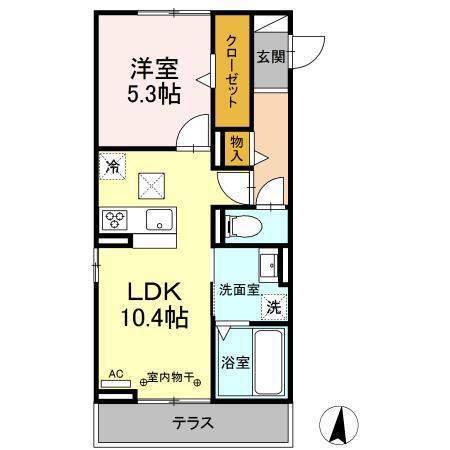 カーサグランデ(1LDK/1階)の間取り写真