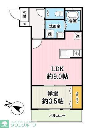 キャメル航空公園2(1LDK/1階)の間取り写真