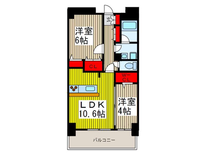 フェリチッタ川口(2LDK/5階)の間取り写真