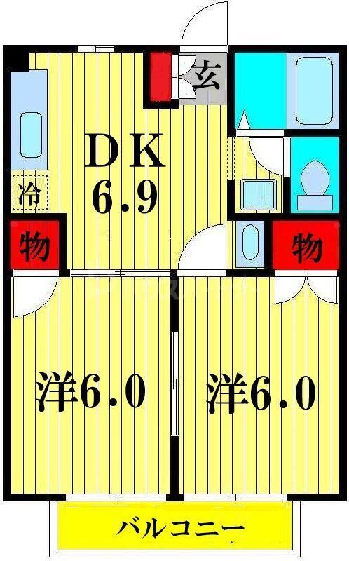 セジュール柏I(2DK/1階)の間取り写真