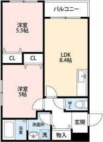 クレセル利倉東II(2LDK/1階)の間取り写真