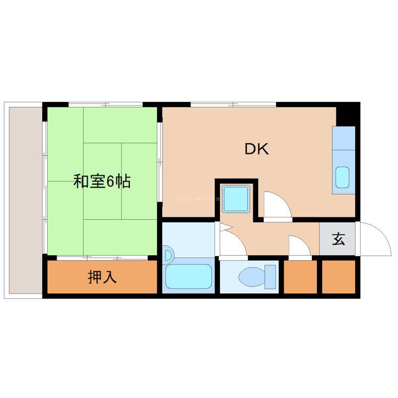 グッドストック東難波(1DK/4階)の間取り写真