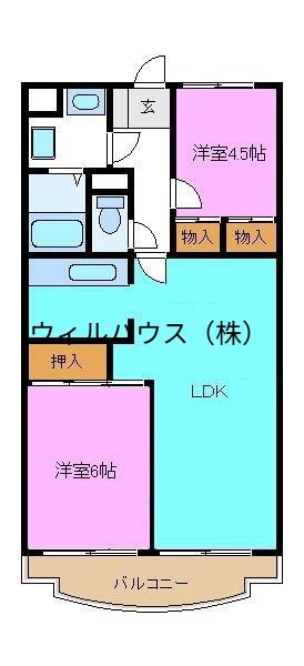 シャルマンドミール(2LDK/2階)の間取り写真