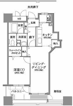 コーシャハイツ安土町(1LDK/11階)の間取り写真
