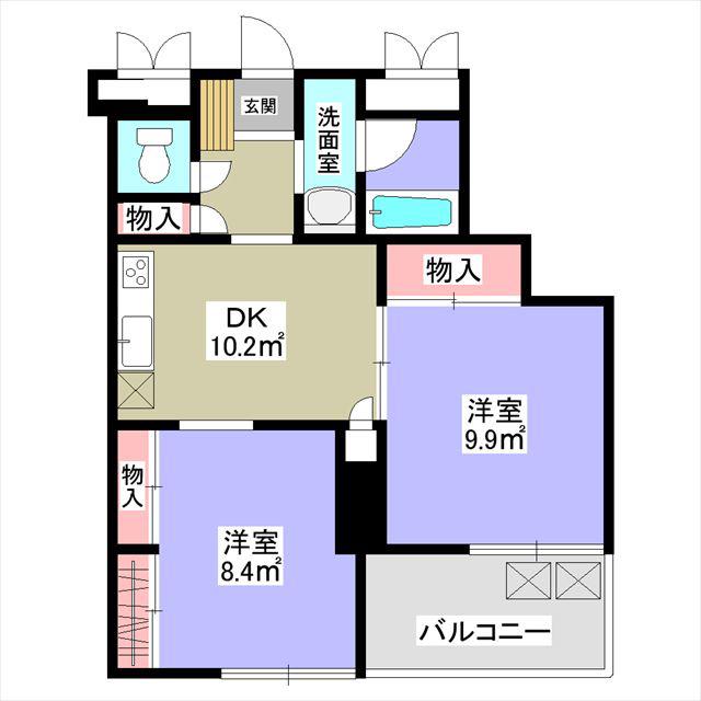 シマムラビル(2DK/6階)の間取り写真