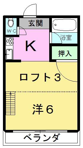 スカイハイツ大津(1K/2階)の間取り写真
