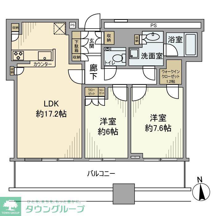 クレストプライムタワー芝(2LDK/30階)の間取り写真
