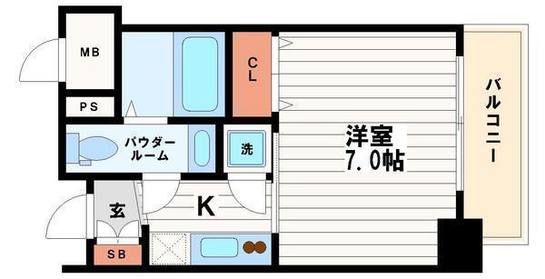 ラシュレエグゼ本町(1K/3階)の間取り写真