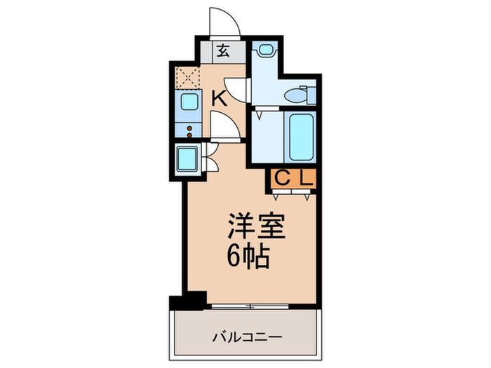 ブリリアントコート西田辺(1K/6階)の間取り写真