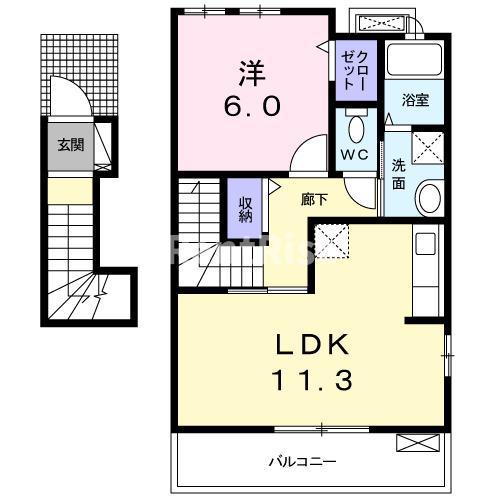 キウイ東(1LDK/2階)の間取り写真