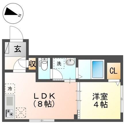 THE BASE 神明(1LDK/1階)の間取り写真