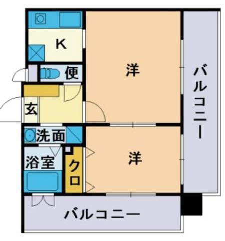 エンクレスト天神南Ⅱ(2K/14階)の間取り写真