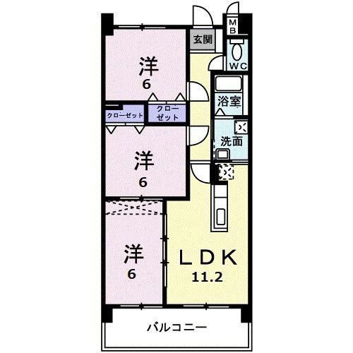 パールヒルズ大森(3LDK/3階)の間取り写真
