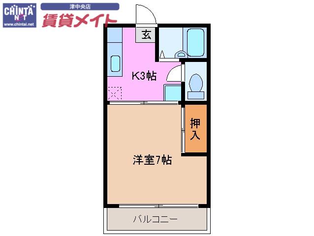 アクティブシティC(1K/1階)の間取り写真