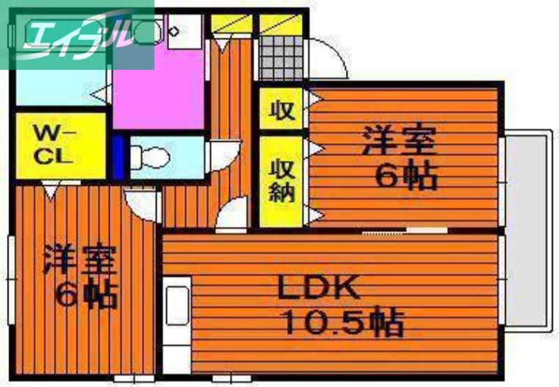プリムヴェールB棟(2LDK/1階)の間取り写真