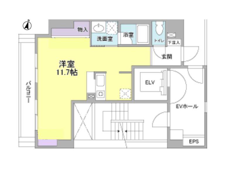 ヴィラ伝馬町(ワンルーム/9階)の間取り写真