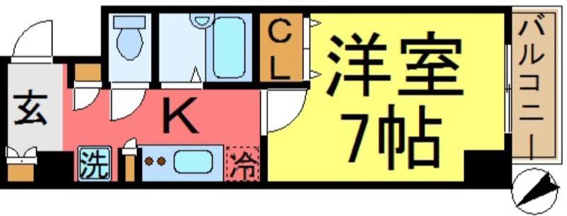 スカイコート新小岩(1K/6階)の間取り写真