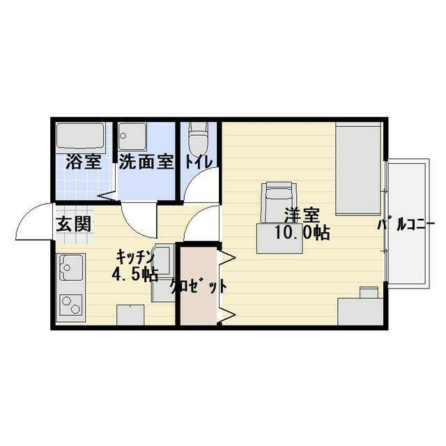 コーポジュネスII A(1DK/1階)の間取り写真