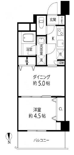 DUOSTAGE白金高輪(1DK/4階)の間取り写真