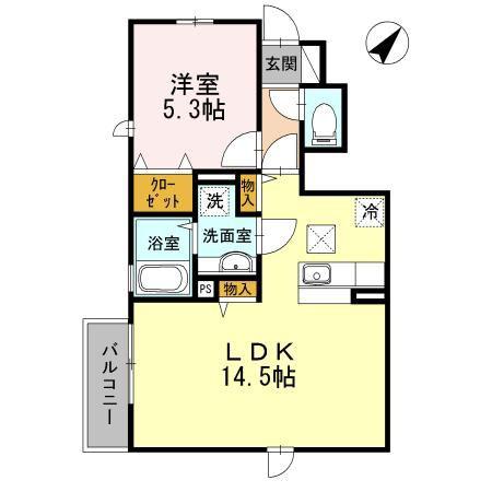 ドルチェ鎌倉(1LDK/1階)の間取り写真