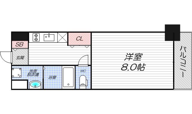 ディクス梅田東レジデンス(1K/7階)の間取り写真