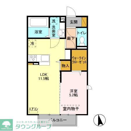 D-ROOM イースト(1LDK/2階)の間取り写真