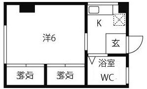 良本三川口マンション(1K/2階)の間取り写真