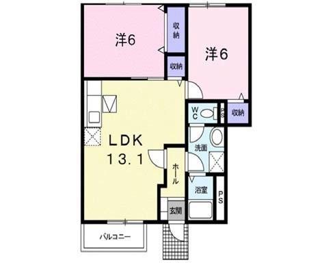グランベリーA棟(2LDK/1階)の間取り写真