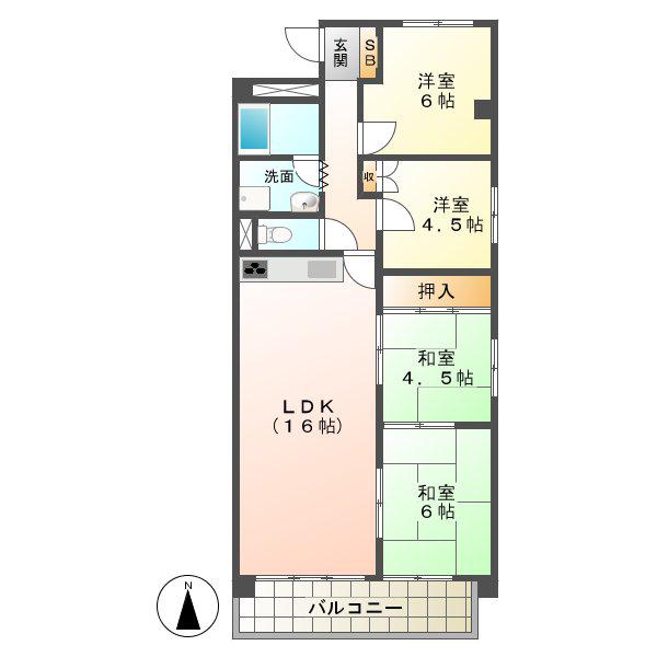 ルポール東浜(4LDK/6階)の間取り写真