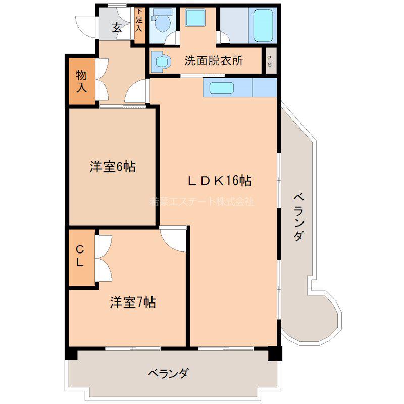 WEC久留米(2LDK/6階)の間取り写真