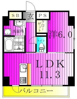 DIAMOND CREST KASHIWAダイヤモンドクレスト柏(1LDK/7階)の間取り写真