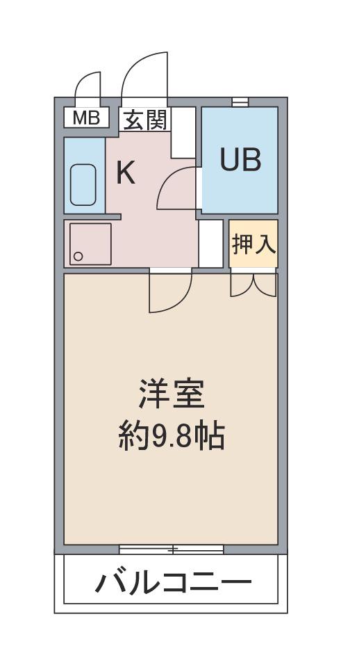 ハイツ香蘭(1K/3階)の間取り写真