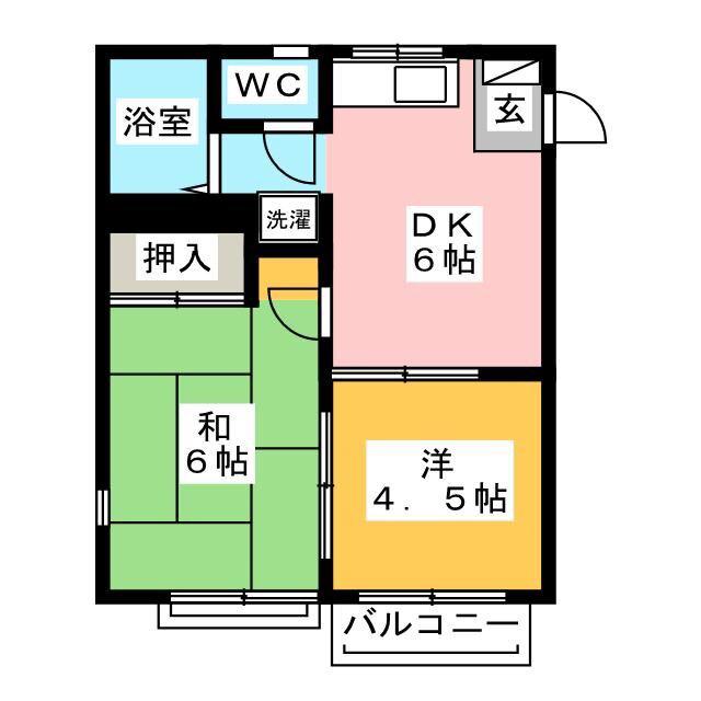 エステートピア高橋(2DK/2階)の間取り写真