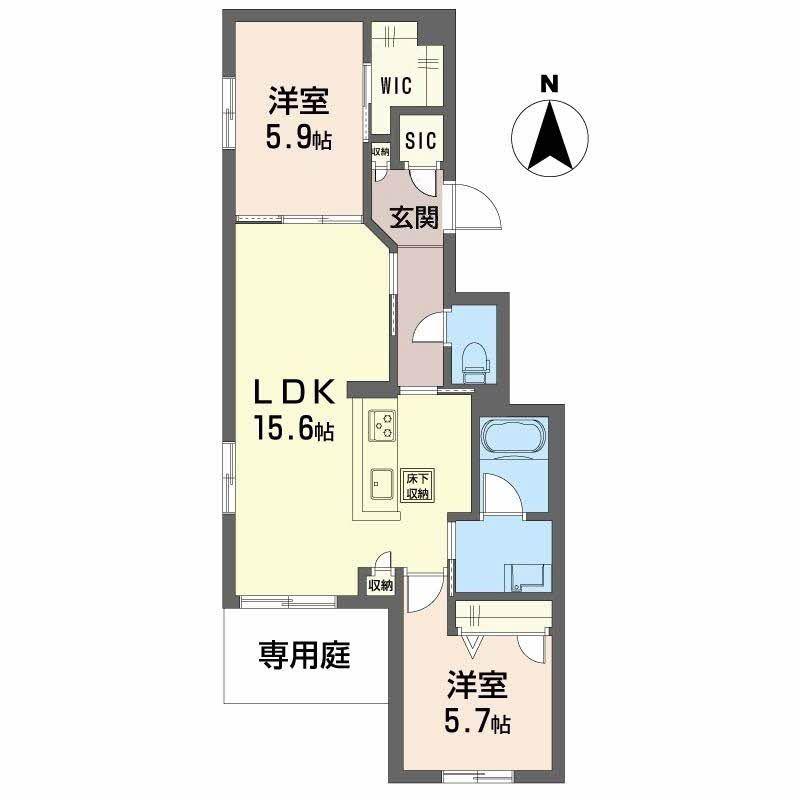 シャーメゾン フェリーチェ(2LDK/1階)の間取り写真