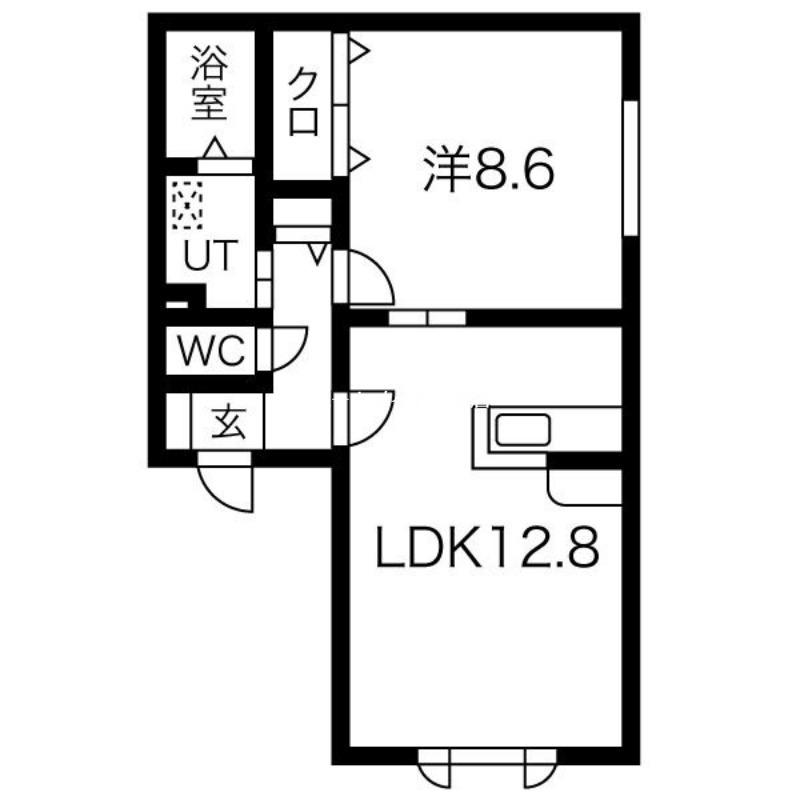 ロジュマンむく(1LDK/1階)の間取り写真