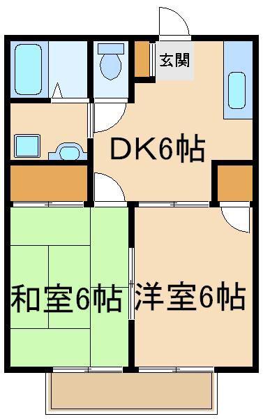 ベルメゾンサーバーB(2DK/1階)の間取り写真