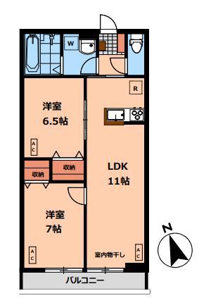 CASA ROSETO(2LDK/1階)の間取り写真