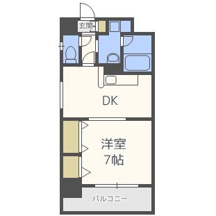 CITY SPIRE難波南(1DK/2階)の間取り写真
