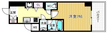 エスライズ東天満(1K/11階)の間取り写真