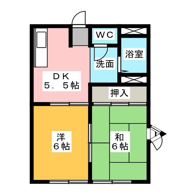 グリーンハイツ大畑 A(2DK/1階)の間取り写真
