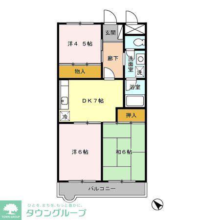 メゾンドゥボヌール(3DK/3階)の間取り写真