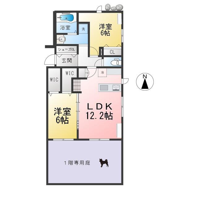 PRESSO さくら(2LDK/1階)の間取り写真