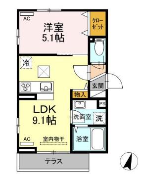 グランデュールA(1LDK/3階)の間取り写真