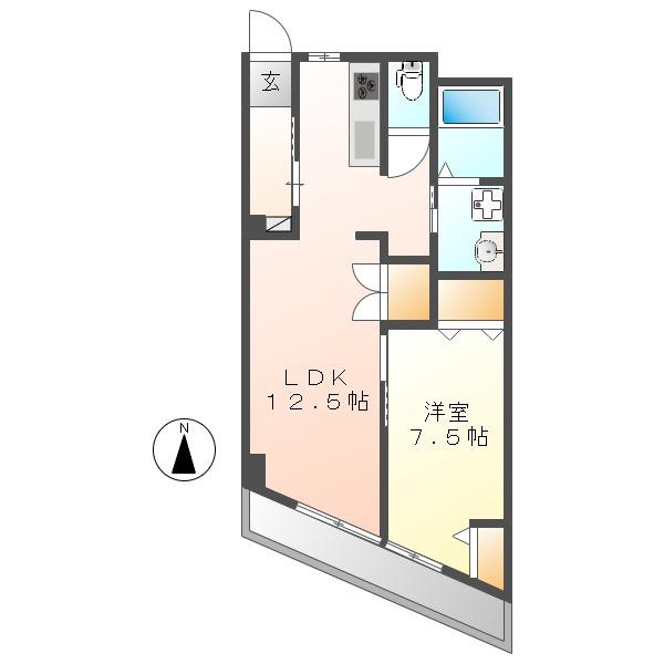 パラシオン覚王山(1LDK/4階)の間取り写真