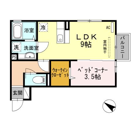 サンクアヴェニュ(1LDK/2階)の間取り写真