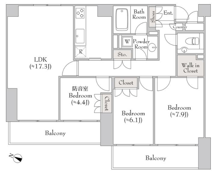 DASH LIVING AOYAMA(3LDK/1階)の間取り写真