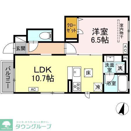ヒラソル江田(1LDK/1階)の間取り写真