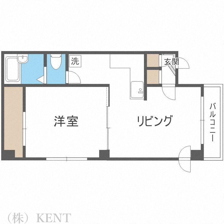 クリスタル・コア(1LDK/3階)の間取り写真