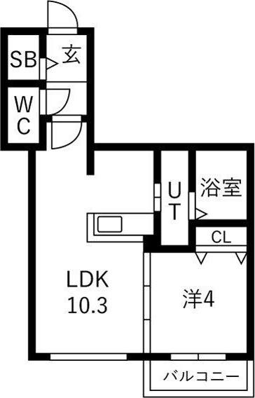 宮の森2-2MS(1LDK/4階)の間取り写真