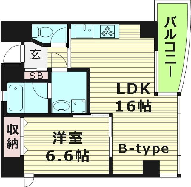 プロシート桜之宮(1LDK/4階)の間取り写真